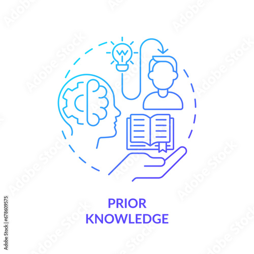 2D gradient prior knowledge icon, simple vector, thin line illustration representing learning theories. photo