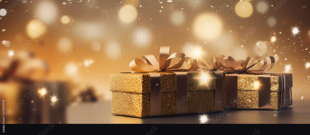 Festive Surprises: Two Colorful Presents Unveiled on a Table Festive Surprises: Two Colorful Presents Unveiled on a Table