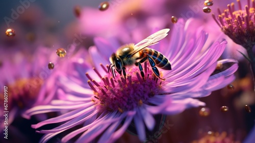 A bee and a flower in perfect symbiosis, showcasing the beauty of natural relationships. © rehman