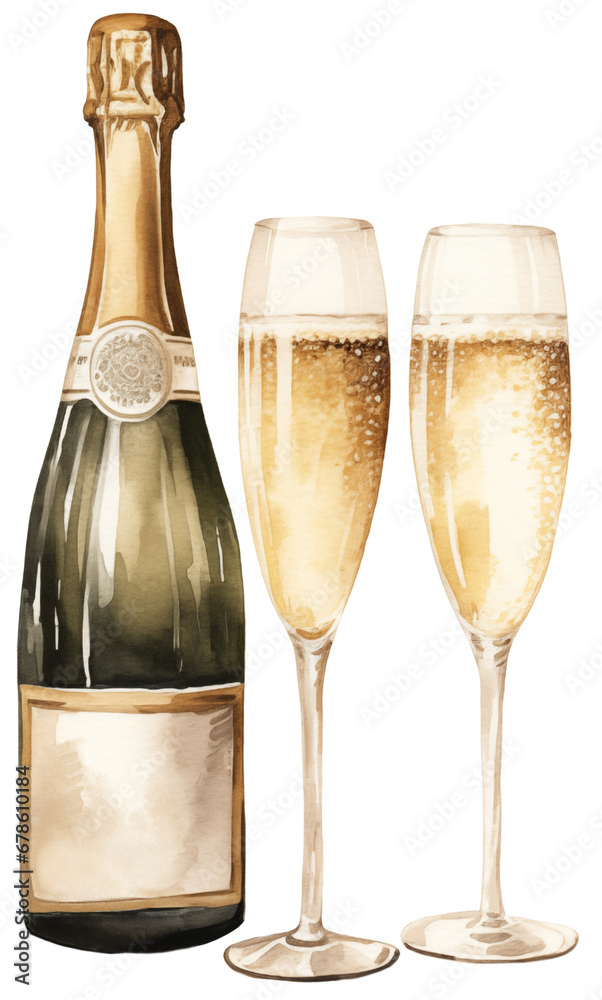 champagne bottle and glass drawing by watercolor champagne bottle and glass drawing by watercolor