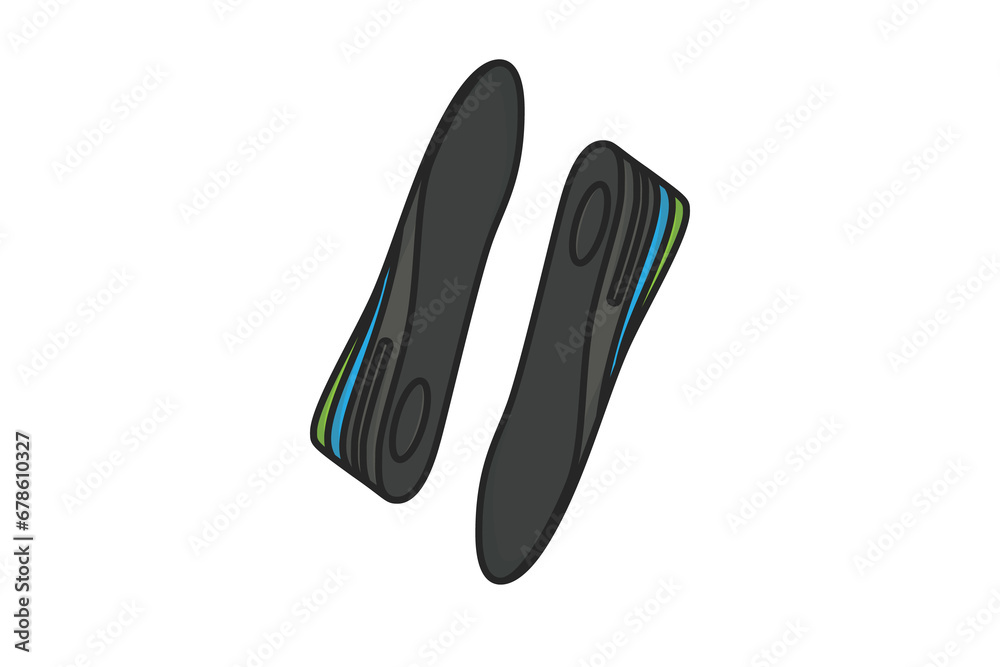 Comfortable Orthotics Shoe Insole Front View vector illustration. Fashion object icon concept. Insoles for a comfortable and healthy walk vector design. Comfortable Orthotics Shoe Insole Front View vector illustration. Fashion object icon concept. Insoles for a comfortable and healthy walk vector design.