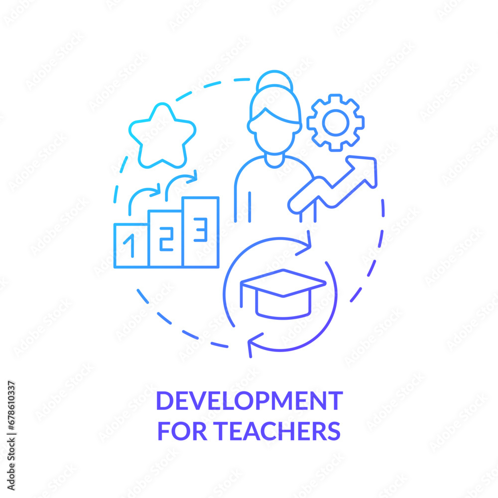 2D gradient development for teachers icon, simple vector, thin line illustration representing learning theories.