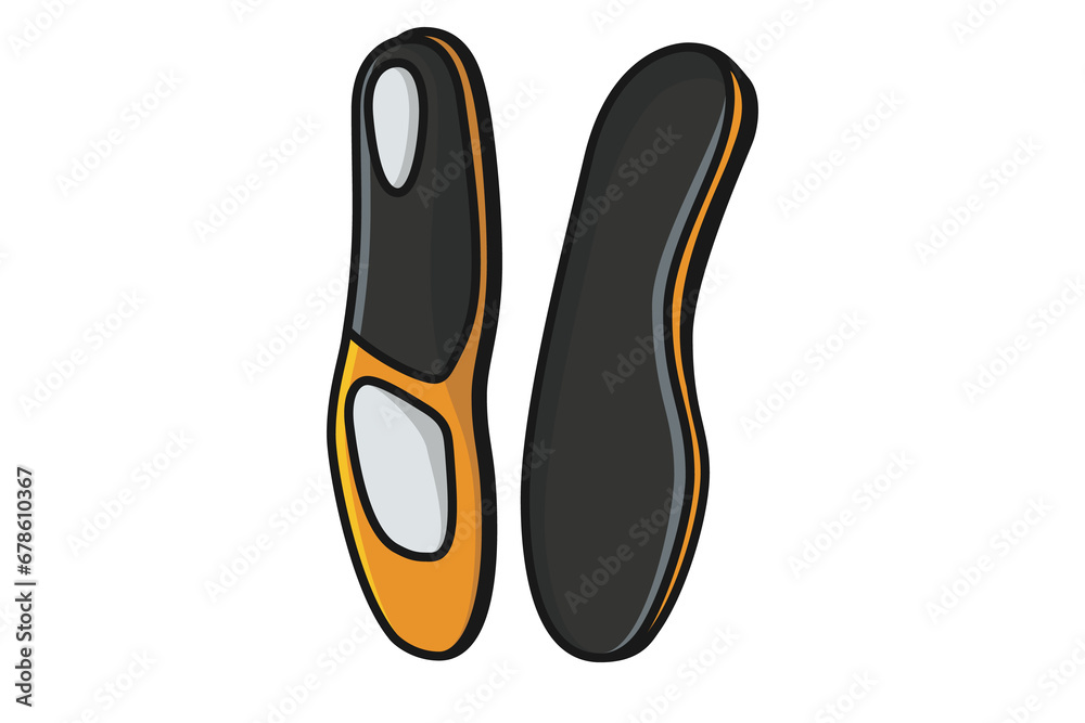 Comfortable Orthotics Shoe Insole Front View vector illustration. Fashion object icon concept. Insoles for a comfortable and healthy walk vector design. Comfortable Orthotics Shoe Insole Front View vector illustration. Fashion object icon concept. Insoles for a comfortable and healthy walk vector design.