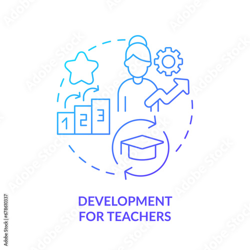 2D gradient development for teachers icon, simple vector, thin line illustration representing learning theories.