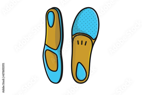 Comfortable Orthotics Shoe Insole Front View vector illustration. Fashion object icon concept. Insoles for a comfortable and healthy walk vector design.