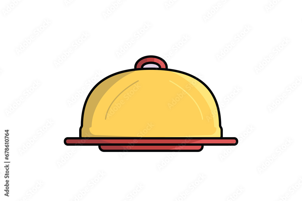 Fototapeta premium Casserole Dish Kitchen Cooking Pot vector illustration. Kitchen appliance element icon concept. Pan with lid for dishes, kitchen, home cooking vector design with shadow on light green background.