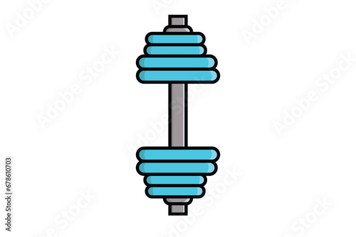 Metal Gym Dumbbell exercise vector icon illustration. Gym fitness icon design concept. Body fitness, Health care, Gym exercise, Gym and fitness, Work out, Fitness workout, Exercise equipment.