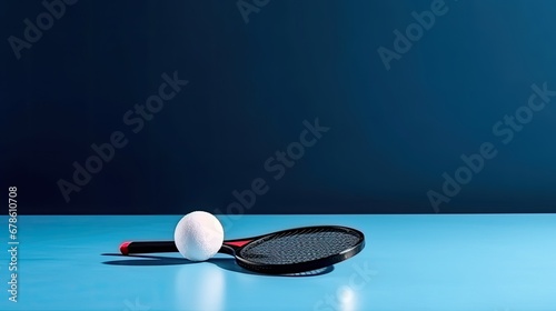 tennis rackets for playing ping pong on blue table, ping pong concept.