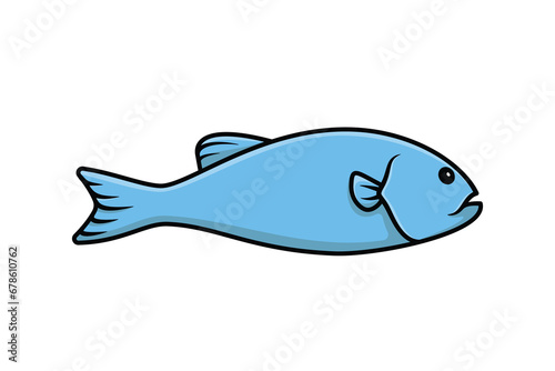 Cute Sea Fish vector icon illustration. Animal fish icon design concept. Sea fish  Sea creature  Sea food  Healthy dish  Dinner dish  Restaurant food.