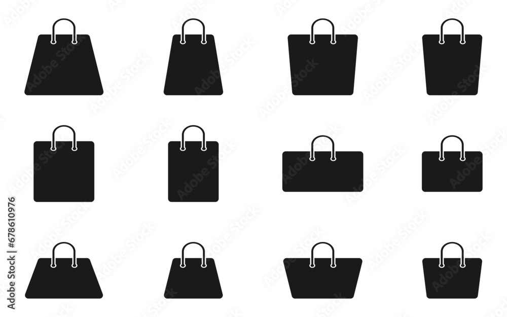 set of shopping bag vector icon logo. vector icon illustration isolated on white background. set of shopping bag vector icon logo. vector icon illustration isolated on white background.