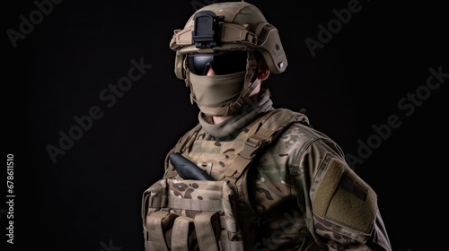 US Army soldier in universal camouflage uniform.
