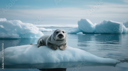 Seals on ice that is about to melt, environment and animals © CStock