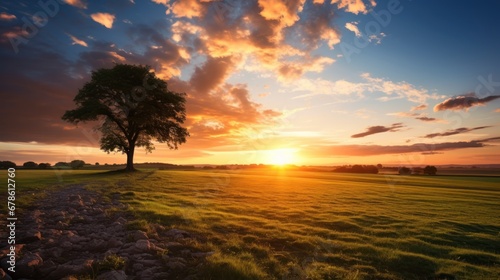 Beautiful countryside sunset wide  beautiful countryside landscape