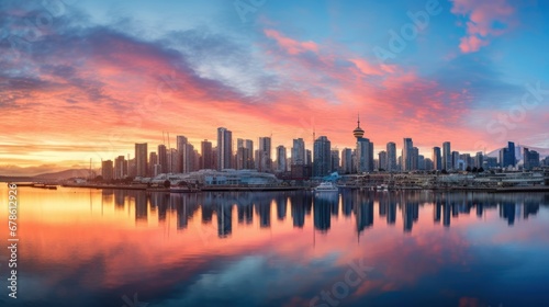 Beautiful cityscape with sunrise or sunset, environmental concept © CStock