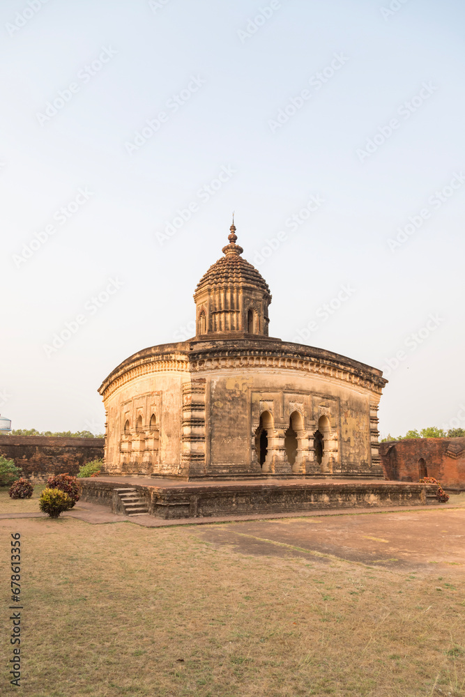 Ornately carved terracotta Hindu temple constructed in the 17th century Lalji Temple at bishnupur,west bengal India.