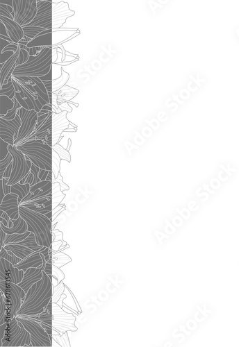 ゆりの花のはがきテンプレート　縦構図.