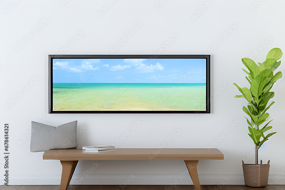 Fototapeta premium Podium Display Home office concept, picture frame mockup