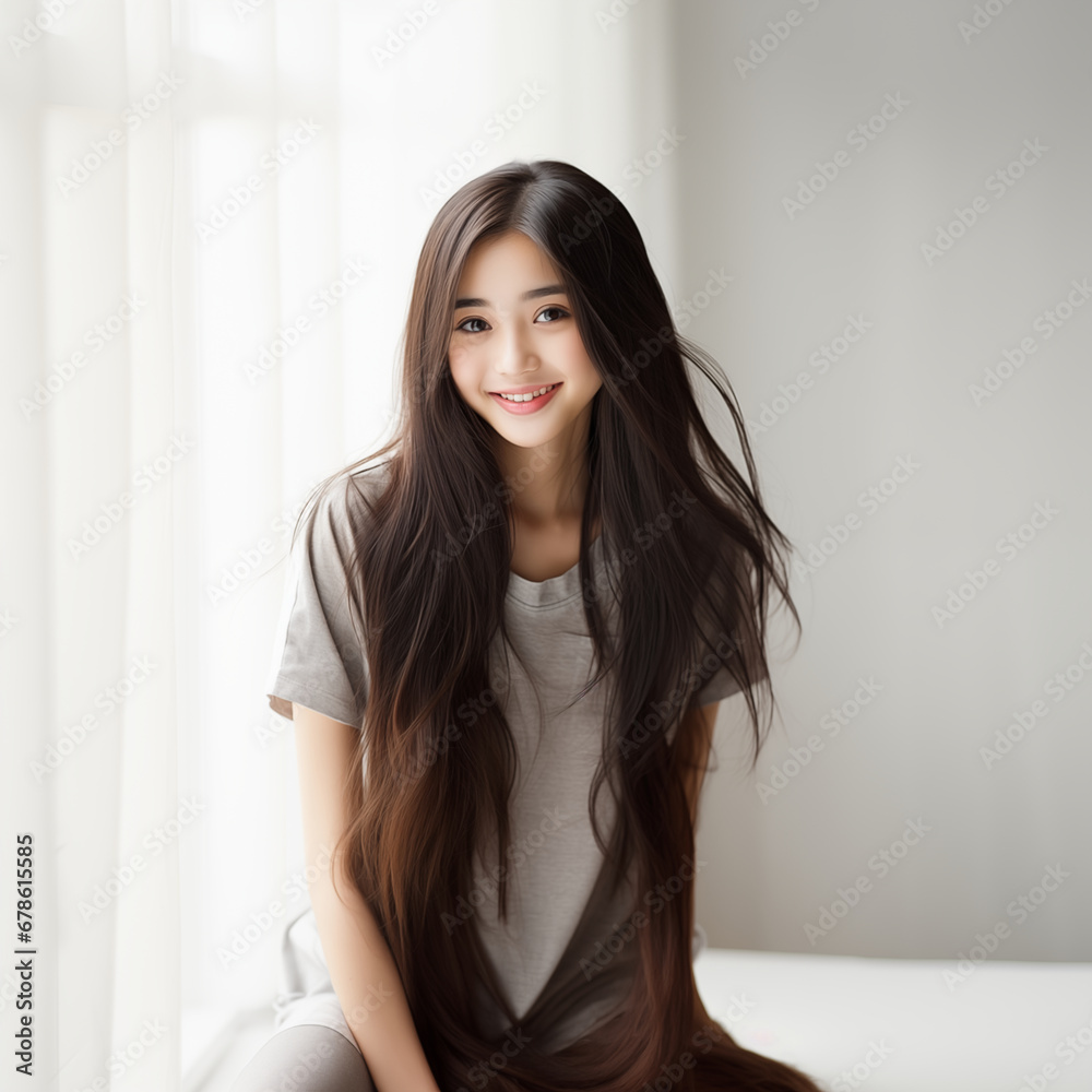 10代の微笑む美しい女性