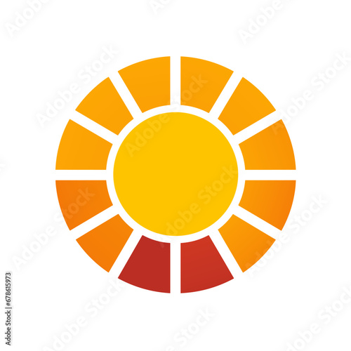 Solar panel installation filled orange logo. Sustainability business value. Sun abstract icon. Design element. Created with artificial intelligence. Ai art for corporate branding, promotional campaign