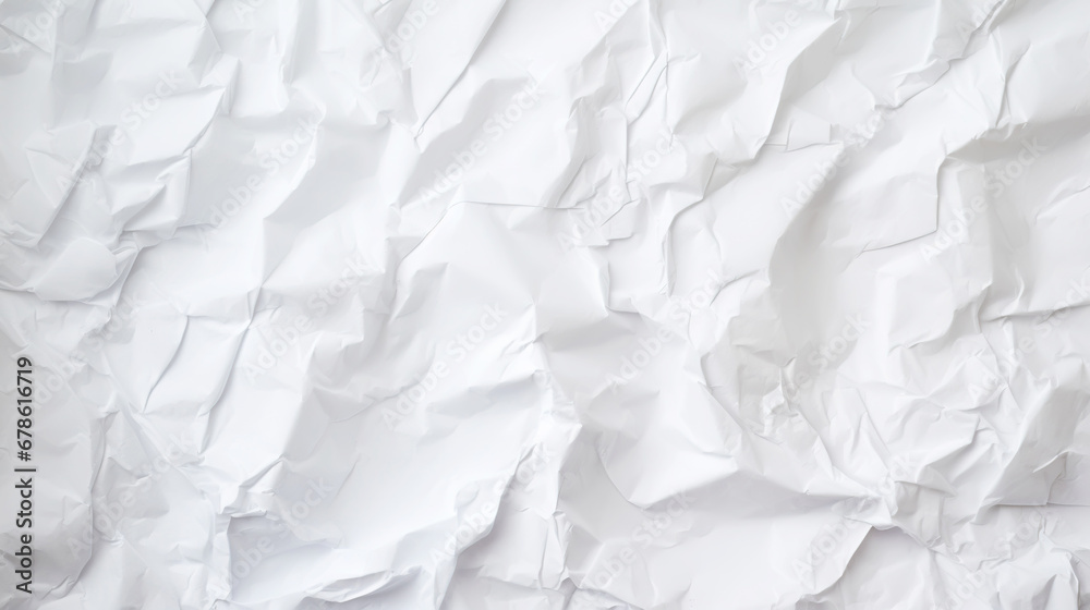 Fototapeta premium White crumpled paper texture. Blank background with creases. Generative AI