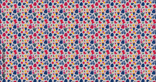 seamless pattern with blue and white dots, seamless pattern with flowers, seamless pattern with dots