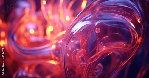 Abstract background with molten glass in purple and orange tones, Generative AI