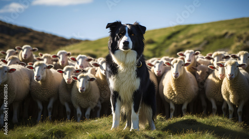 Dog shepherd guarding sheep photo