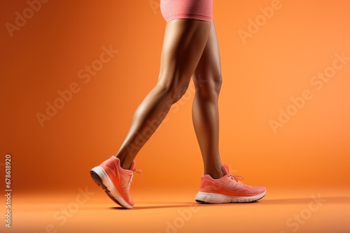 Runner stretching legs before the run isolated on a gradient background 
