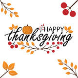 Happy thanksgiving day. Vector banner, greeting card with text Happy thanksgiving day