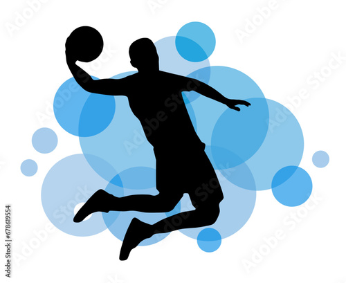 Basketball design sport graphic with basketball player in action and design elements in vector quality.