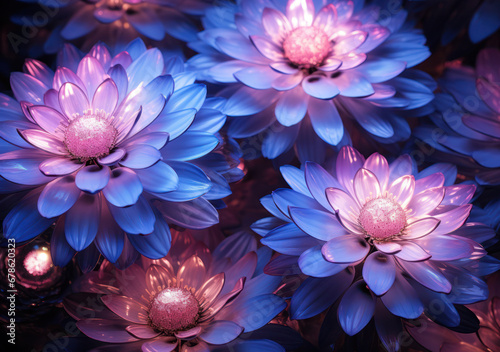 Shimmering blue flowers with a hint of purple  Generative AI