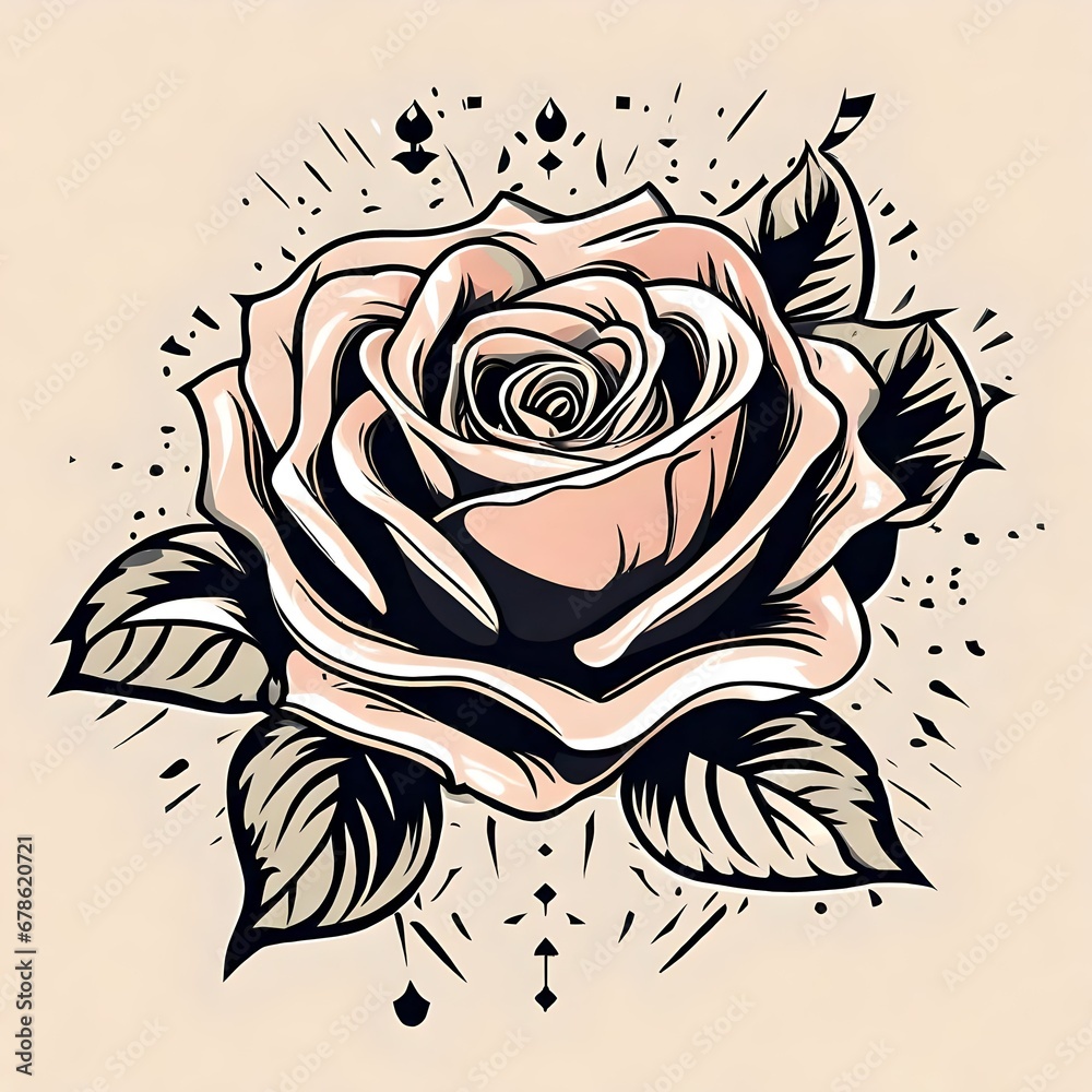 retro vintage flash art of a rose tattoo