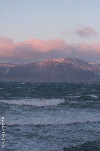 Landscape Iceland Mountains River Glacier Ocean