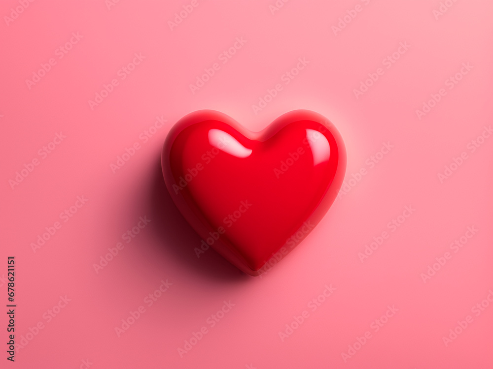 Red heart on a pink background, valentine's day concept.IA generativa