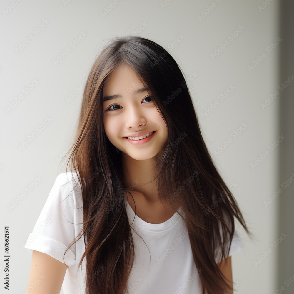 10代の微笑む美しい女性