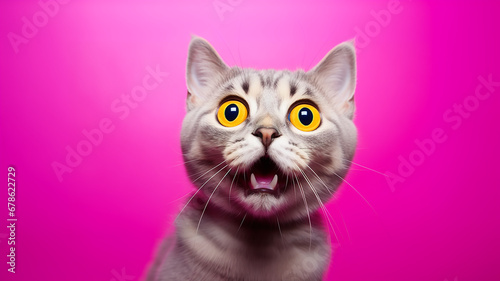 Crazy Surprised Cat Makes Big eyes © benjawan