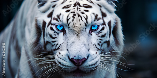  The Mesmerizing Blue Eyes of a Fierce Snow Leopard Up Close generative AI