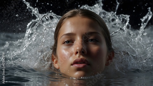 portrait of a girl in water