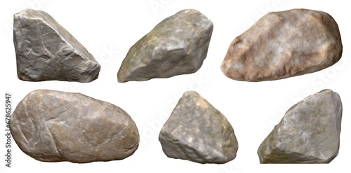 Stones collection isolated on transparent background PNG.