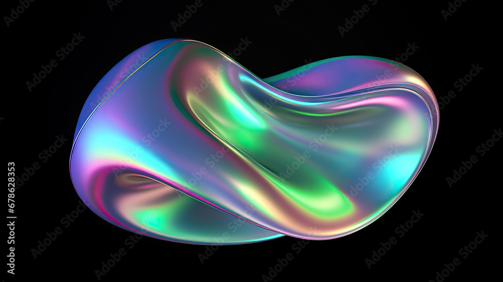 Inflated freeform random 3D shapes with light and gradient holographic ...