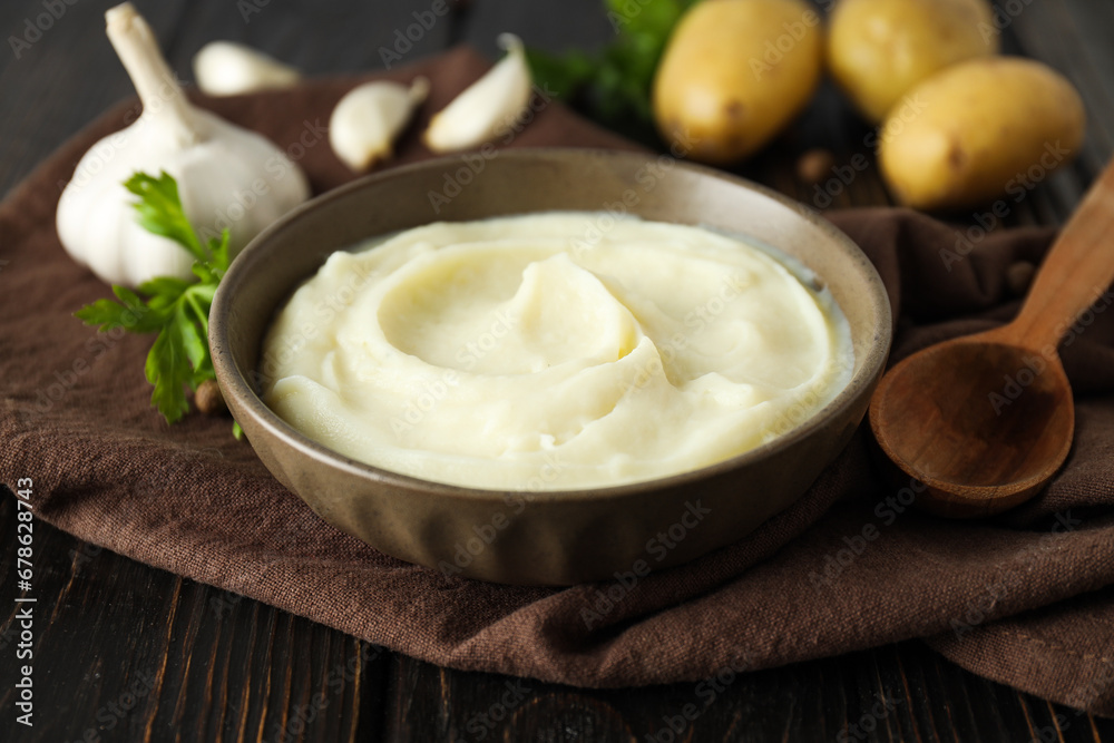 Mashed potatoes, concept of tasty and delicious food Mashed potatoes, concept of tasty and delicious food
