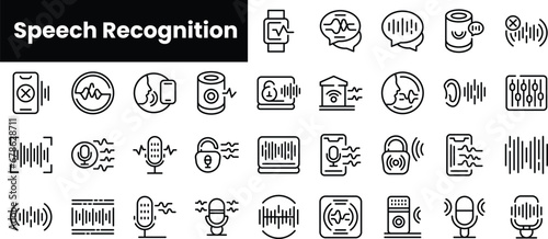 Set of outline speech recognition icons