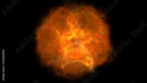 fire flame ball explosion in space, illustration