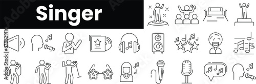 Set of outline singer icons