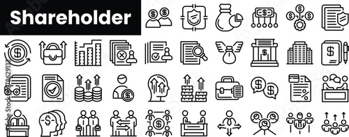 Set of outline shareholder icons