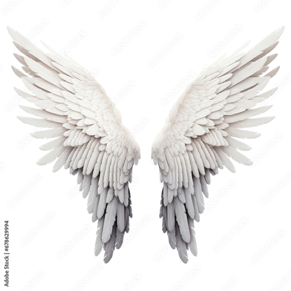 Fototapeta premium Realistic angel wings isolated on transparent background, png