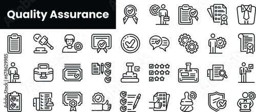 Set of outline quality assurance icons photo
