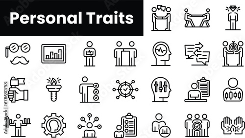 Set of outline personal traits icons