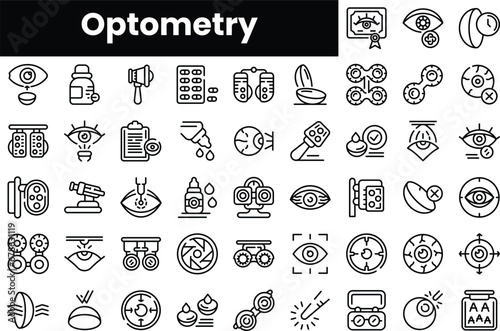 Set of outline optometry icons photo
