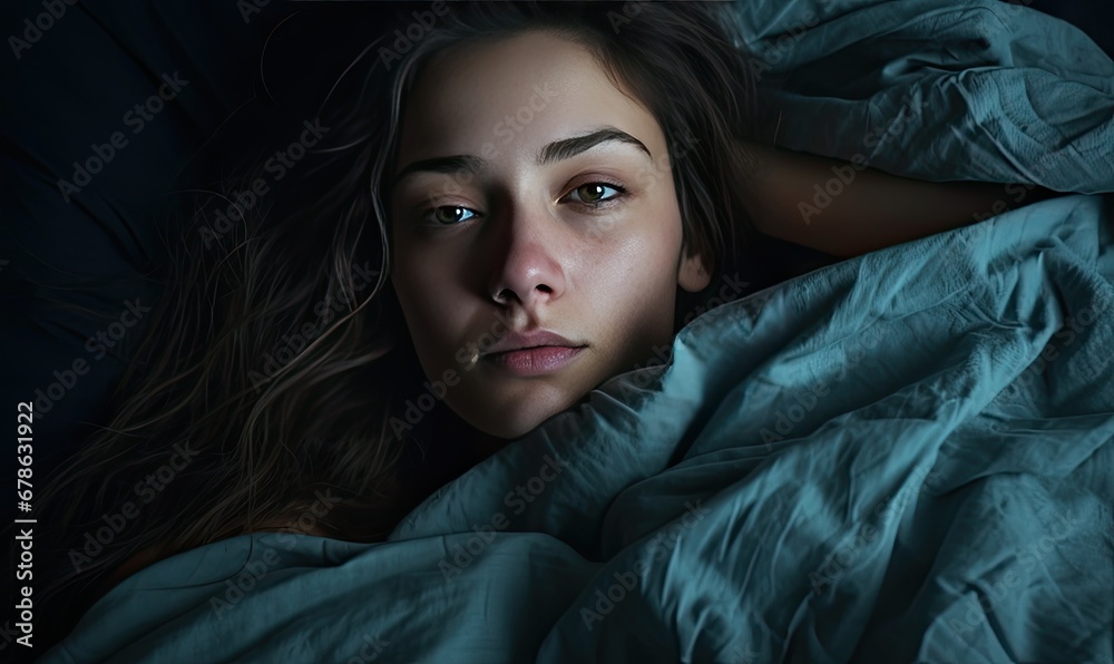 Cozy Woman Relaxing in Bed with Warm Blanket Cozy Woman Relaxing in Bed with Warm Blanket